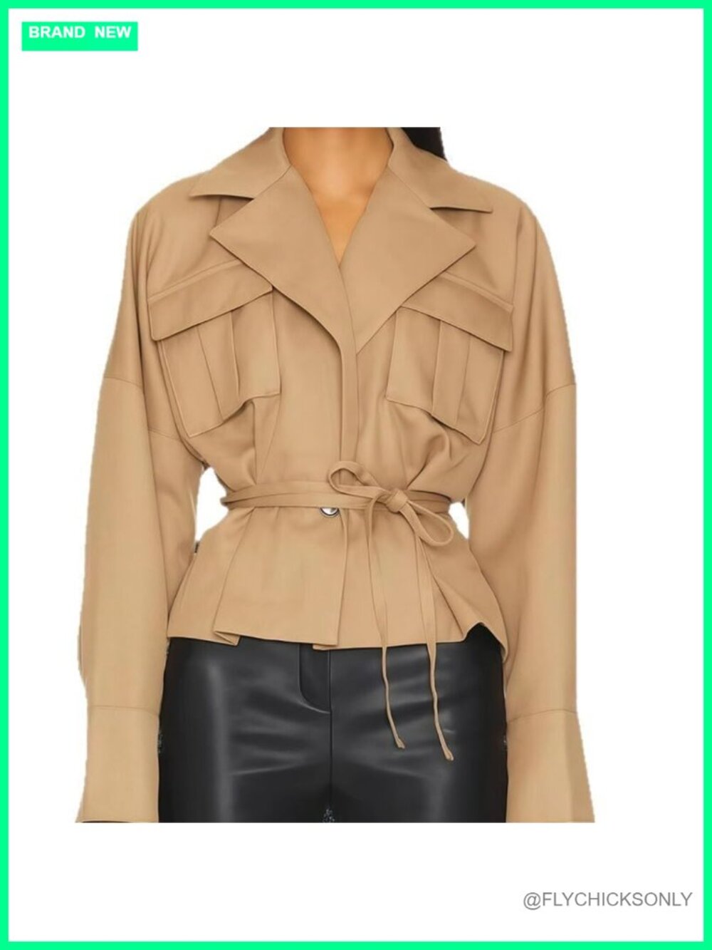 Wuitrie Women's Fall Casual Trench Coat Tie-Waist Belted Long Sleeve Jacket